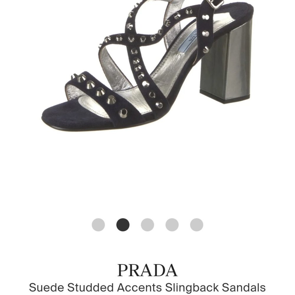 Prada Blue Suede Studded Sandals